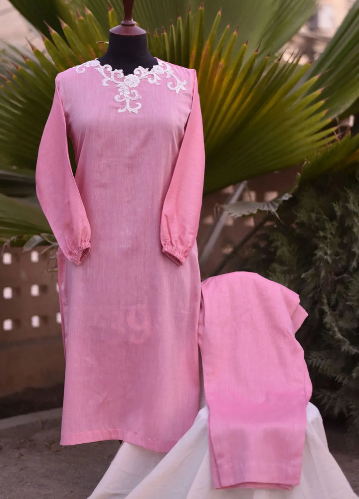 Artistic Wear Pret Appliqued Irish Lawn 2 Piece Suit Pink Princess