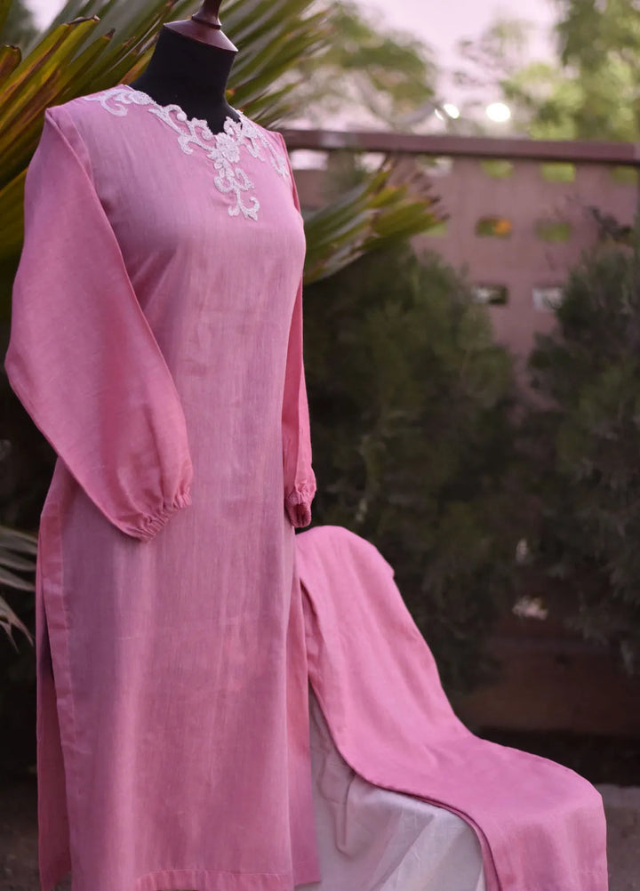 Artistic Wear Pret Appliqued Irish Lawn 2 Piece Suit Pink Princess