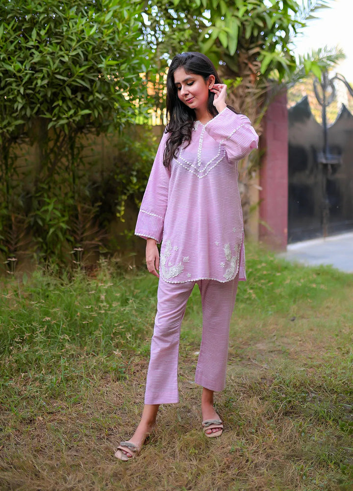 Artistic Wear Pret Appliqued Lawn 2 Piece Suit Pink Stripe