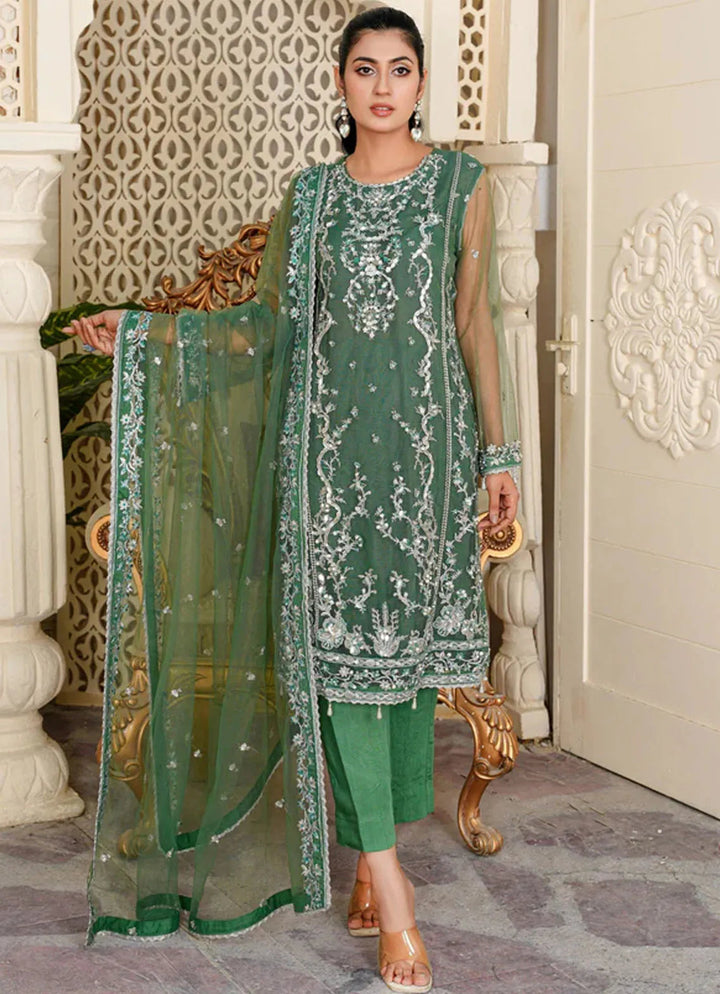 Arzoo By Layout Embroidered Net Suit Unstitched 4 Piece LO24A Lime - Festive Collection