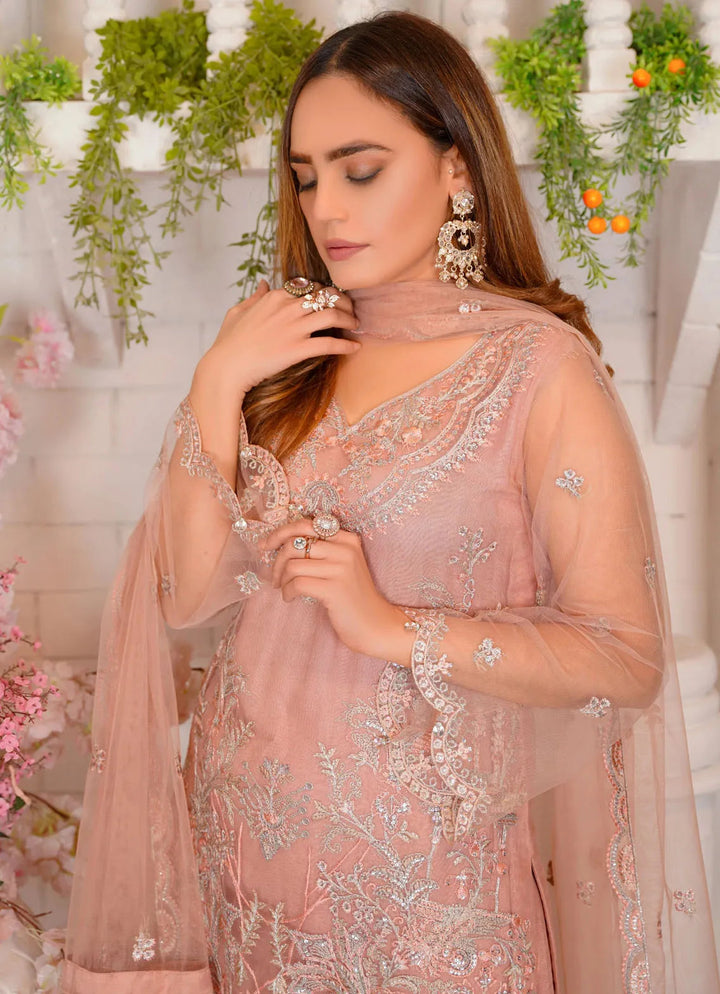 Arzoo By Layout Embroidered Net Suit Unstitched 4 Piece LO24A Salt - Festive Collection