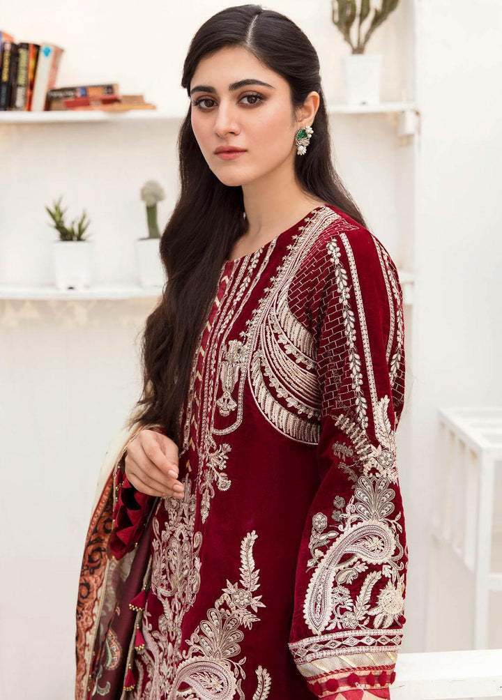 Asifa & Nabeel Embroidered Velvet Suits Unstitched 3 Piece AN22V VC-04 - Luxury Collection