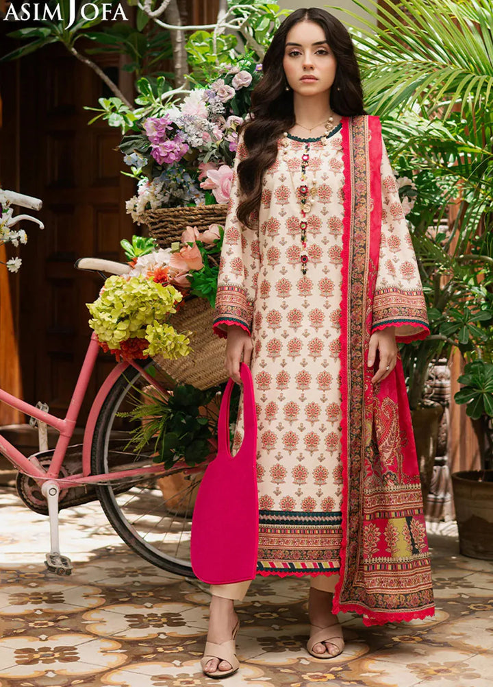 Asim Jofa Printed Lawn Suits Unstitched 3 Piece AJ25P6 AJUUB-39 - Summer Collection
