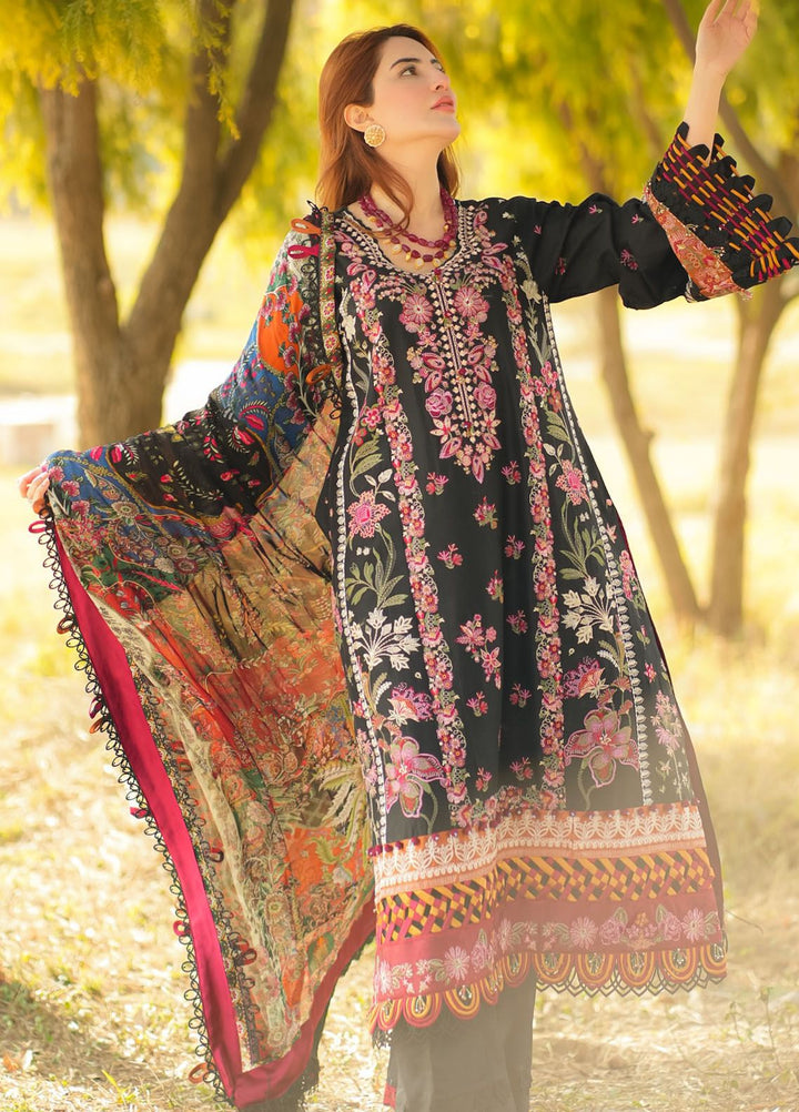Alif by AJR Couture Embroidered Lawn Suits Unstitched 3 Piece AJR24AL ASL-03 Noir - Luxury Summer Collection