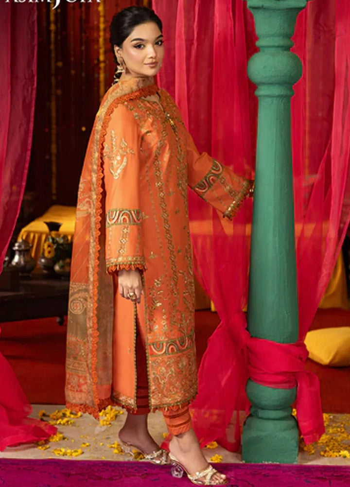 Asra By Asim Jofa Embroidered Lawn Suit Unstitched 3 Piece AJ24AE AJRA-14 - Festive Collection
