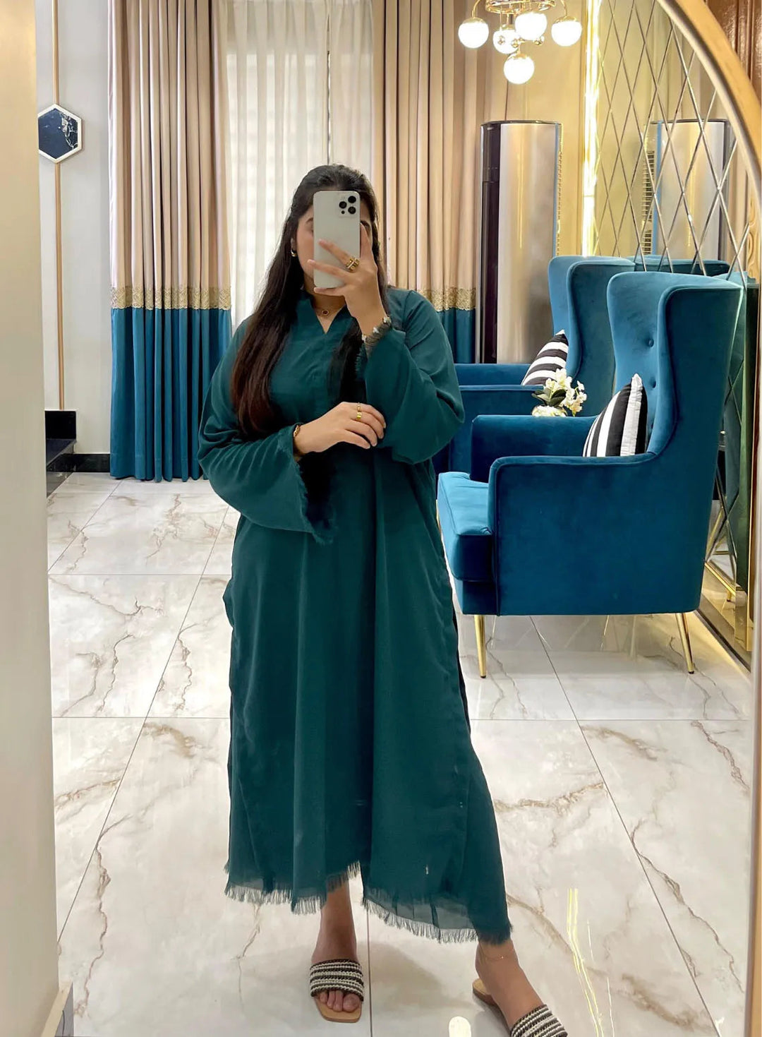 Attire By Maha Pret Plain Georgette 2 Piece Suit Aquamarine