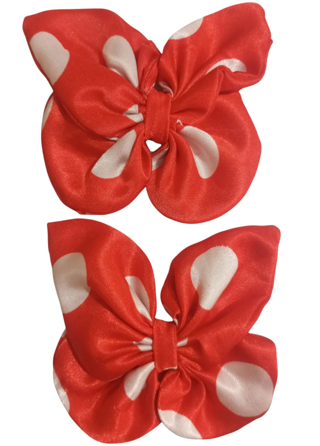 AWA Scrunchies Hair Clips Satin Fabric Pair Scarlet Polka