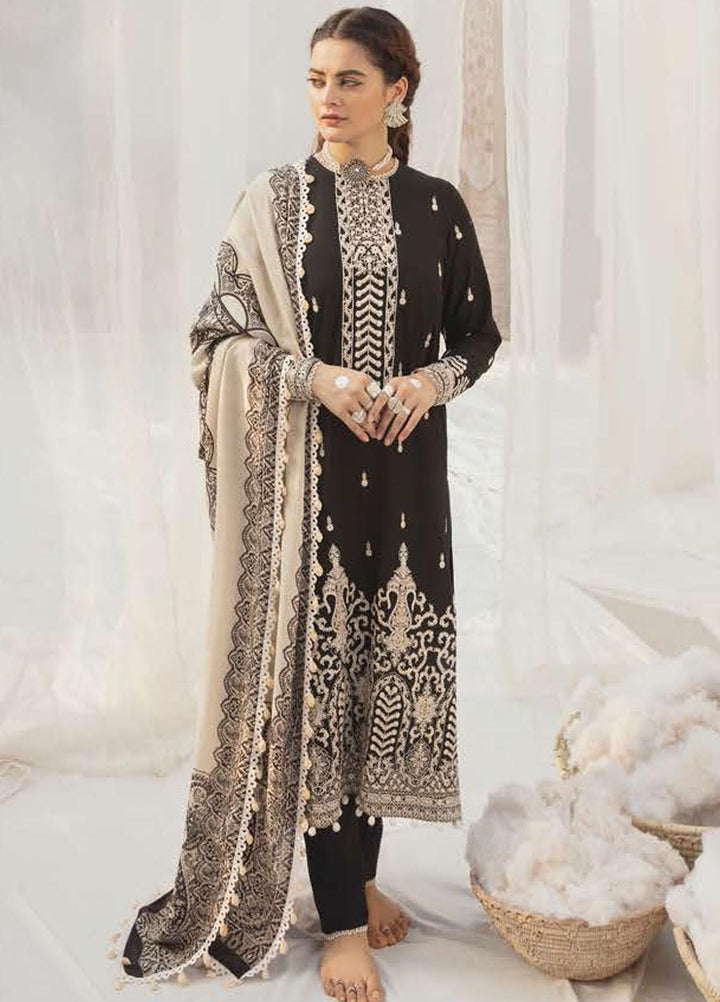 Azal by Cross Stitch Embroidered Cotton Satin Suits Unstitched 3 Piece CS21AS 02 REGAL EBONY - Winter Collection
