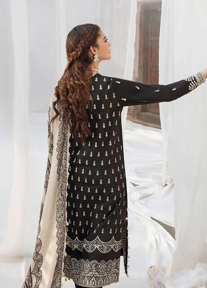 Azal by Cross Stitch Embroidered Cotton Satin Suits Unstitched 3 Piece CS21AS 02 REGAL EBONY - Winter Collection