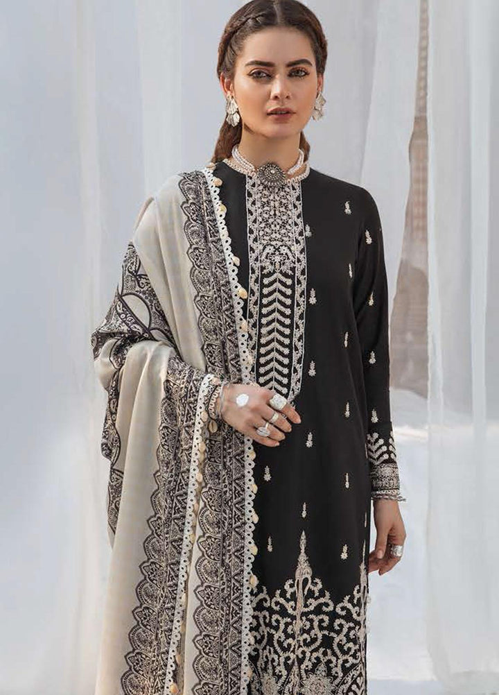 Azal by Cross Stitch Embroidered Cotton Satin Suits Unstitched 3 Piece CS21AS 02 REGAL EBONY - Winter Collection