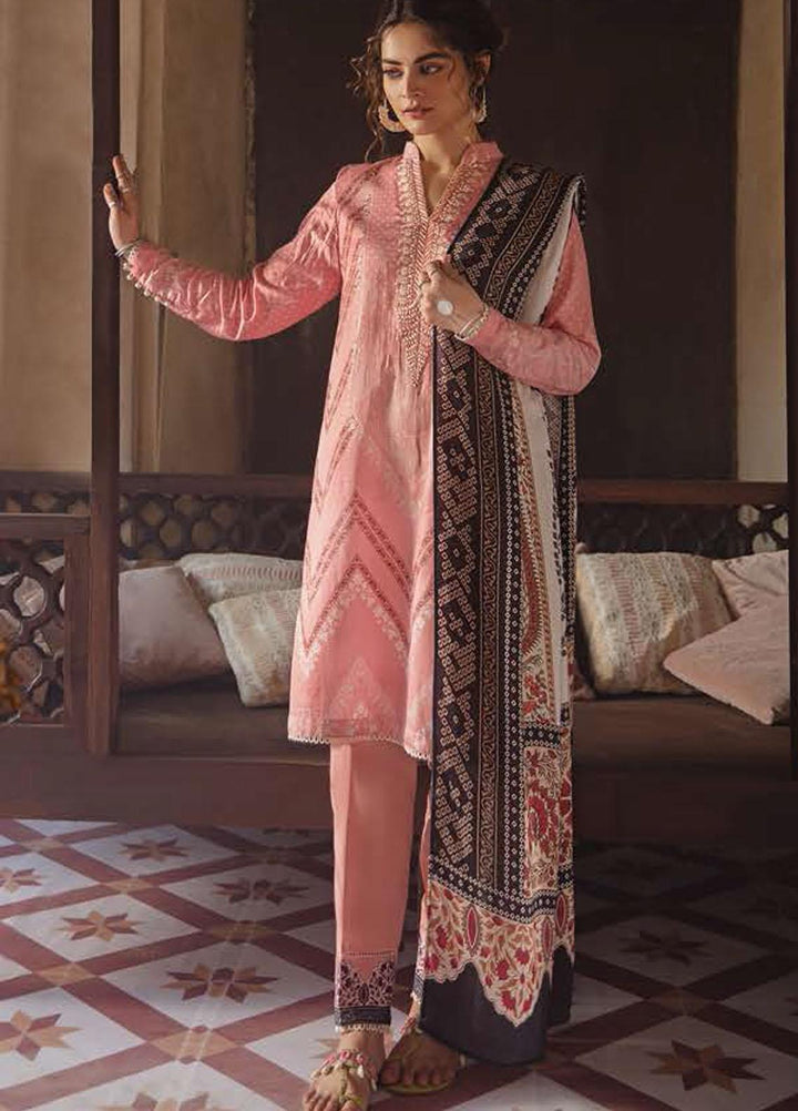 Azal by Cross Stitch Embroidered Cotton Satin Suits Unstitched 3 Piece CS21AS 03 SHELL PINK - Winter Collection