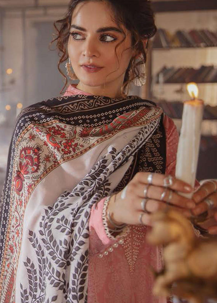 Azal by Cross Stitch Embroidered Cotton Satin Suits Unstitched 3 Piece CS21AS 03 SHELL PINK - Winter Collection