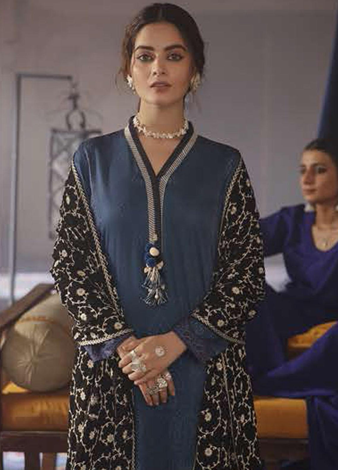 Azal by Cross Stitch Embroidered Cotton Satin Suits Unstitched 3 Piece CS21AS 04 DUSKY BREEZE - Winter Collection