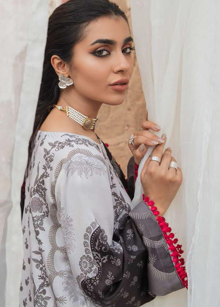 Azal by Cross Stitch Embroidered Cotton Satin Suits Unstitched 3 Piece CS21AS 18 ASHEN WIND - Winter Collection