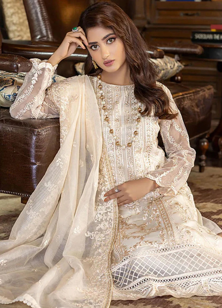 Azure  Embroidered Organza Suit Unstitched 4 Piece Regal Beaute - Festive Collection