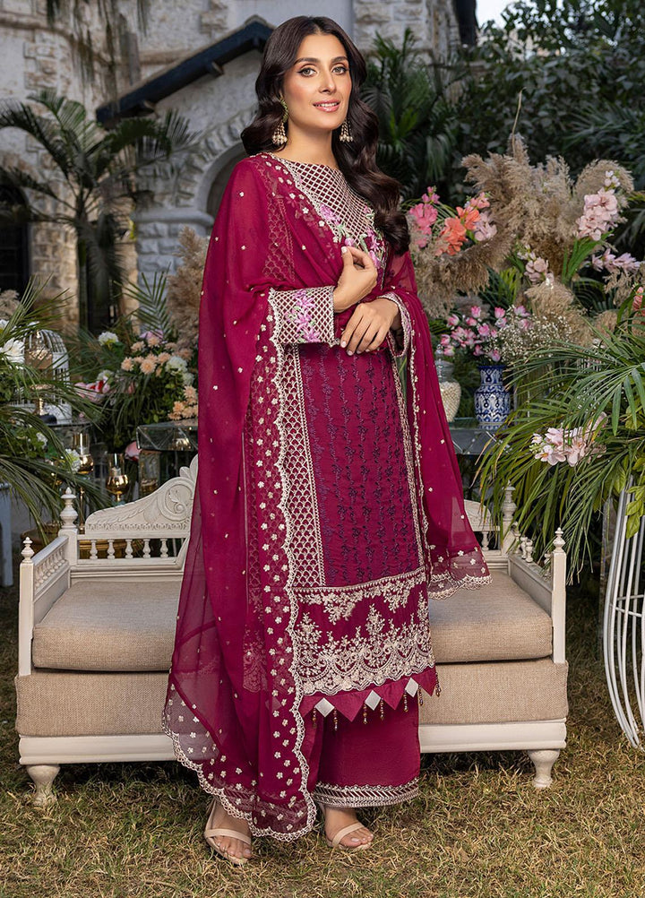 Azure Embroidered Chiffon Suits Unstitched 3 Piece AZU23L AS-94 Carmine - Luxury Collection