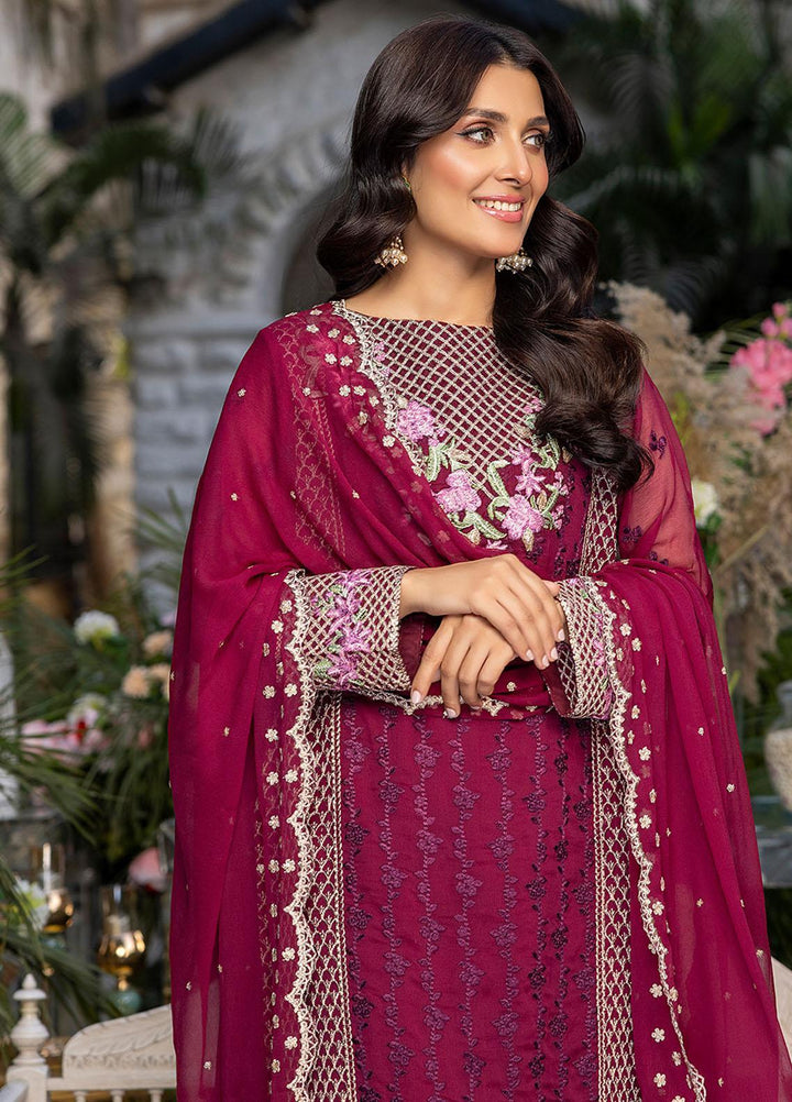 Azure Embroidered Chiffon Suits Unstitched 3 Piece AZU23L AS-94 Carmine - Luxury Collection
