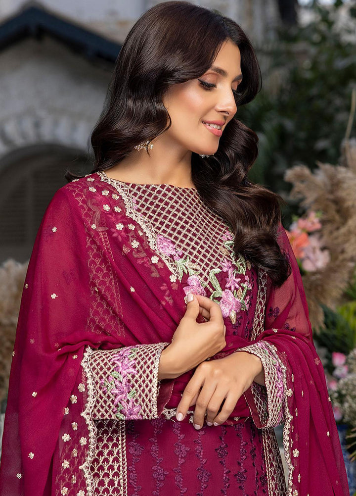 Azure Embroidered Chiffon Suits Unstitched 3 Piece AZU23L AS-94 Carmine - Luxury Collection