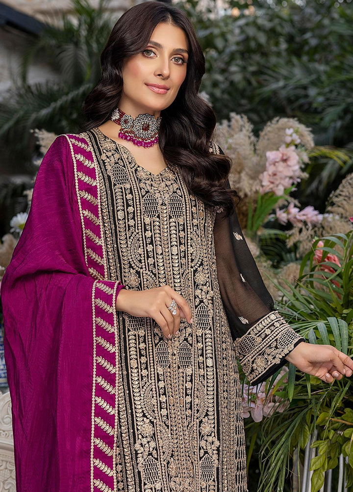 Azure Embroidered Chiffon Suits Unstitched 3 Piece AZU23L AS-96 Radiant Ruby - Luxury Collection