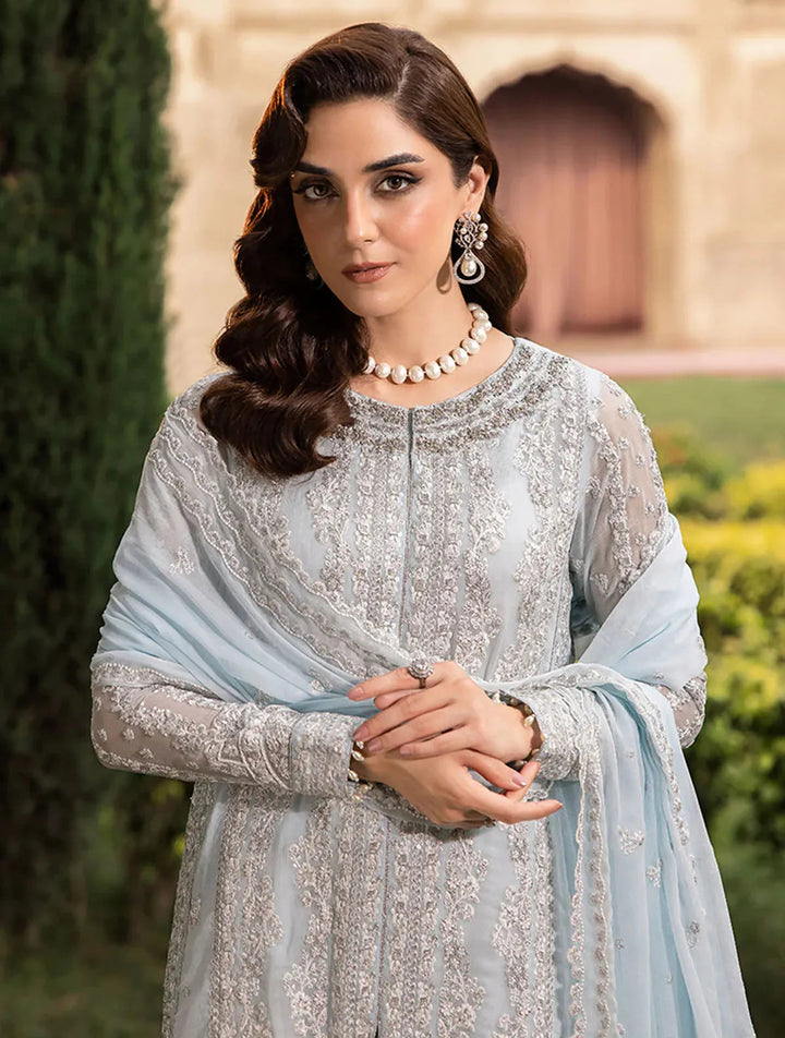 Azure Pret Embroidered Chiffon 3 Piece Suit Ocean Sapphire