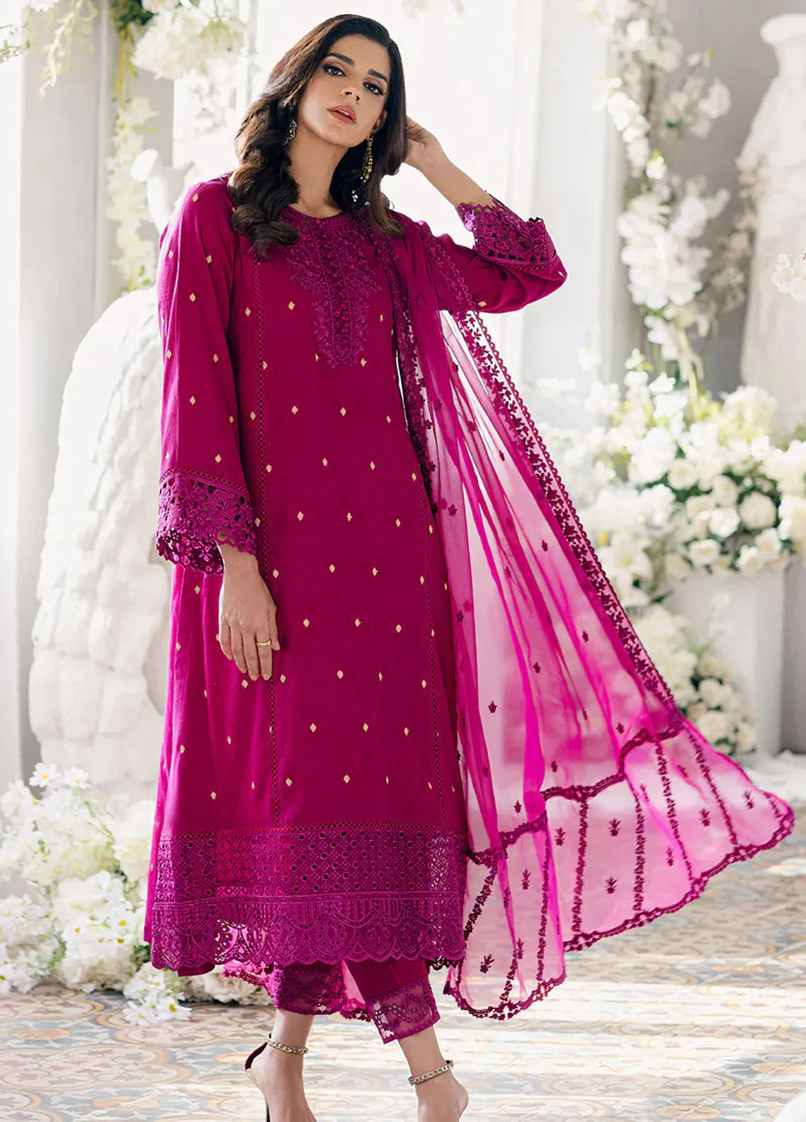 Azure Pret Embroidered Velvet 2 Piece Suit Opulent Rouge