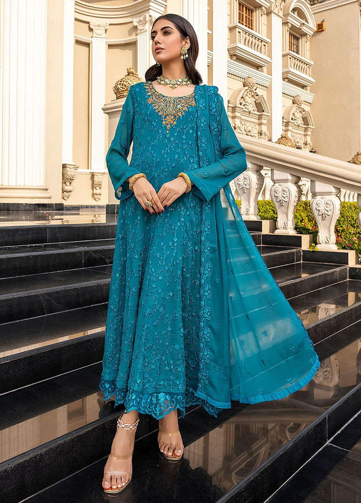 Azure Pret Embroidered Chiffon 3 Piece Dress Glitzy Glow GG259