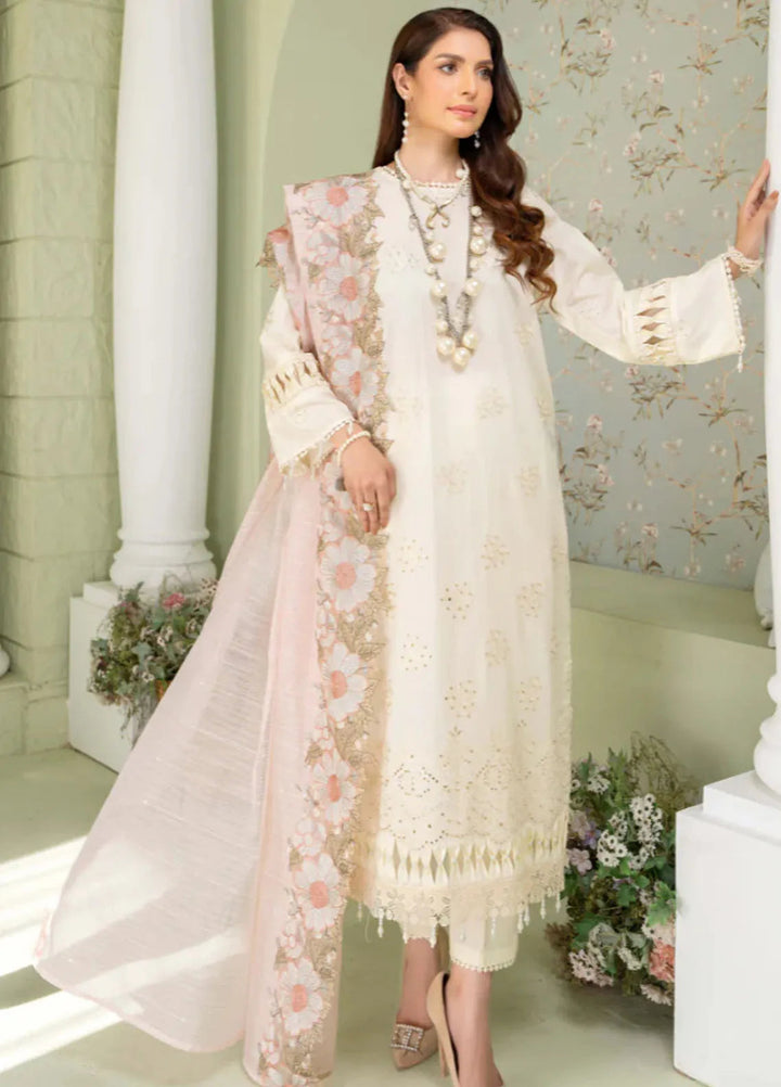 Baad e Baharan by Humdum  Chikankari Lawn Suit Unstitched 3 Piece HD24B D-01 - Summer Collection