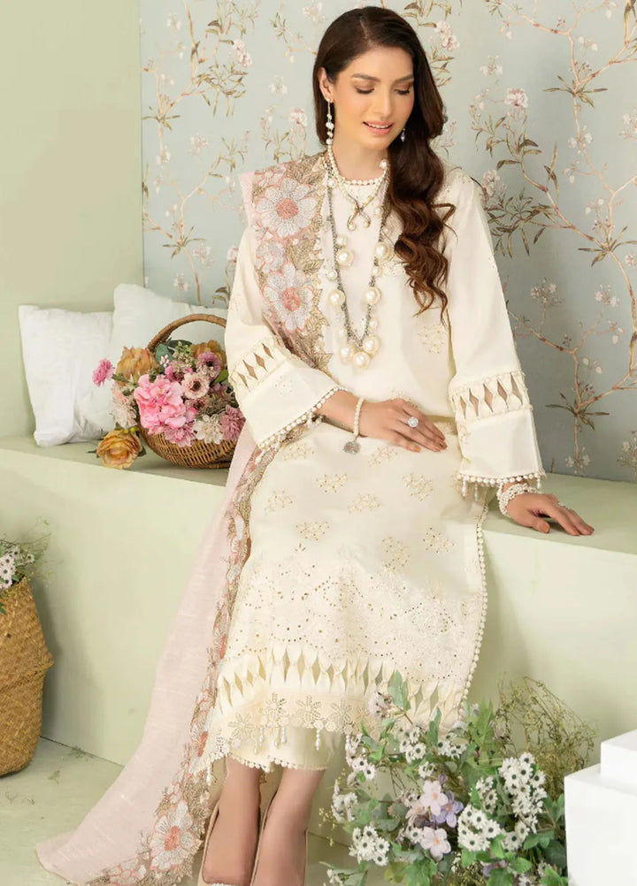 Baad e Baharan by Humdum  Chikankari Lawn Suit Unstitched 3 Piece HD24B D-01 - Summer Collection