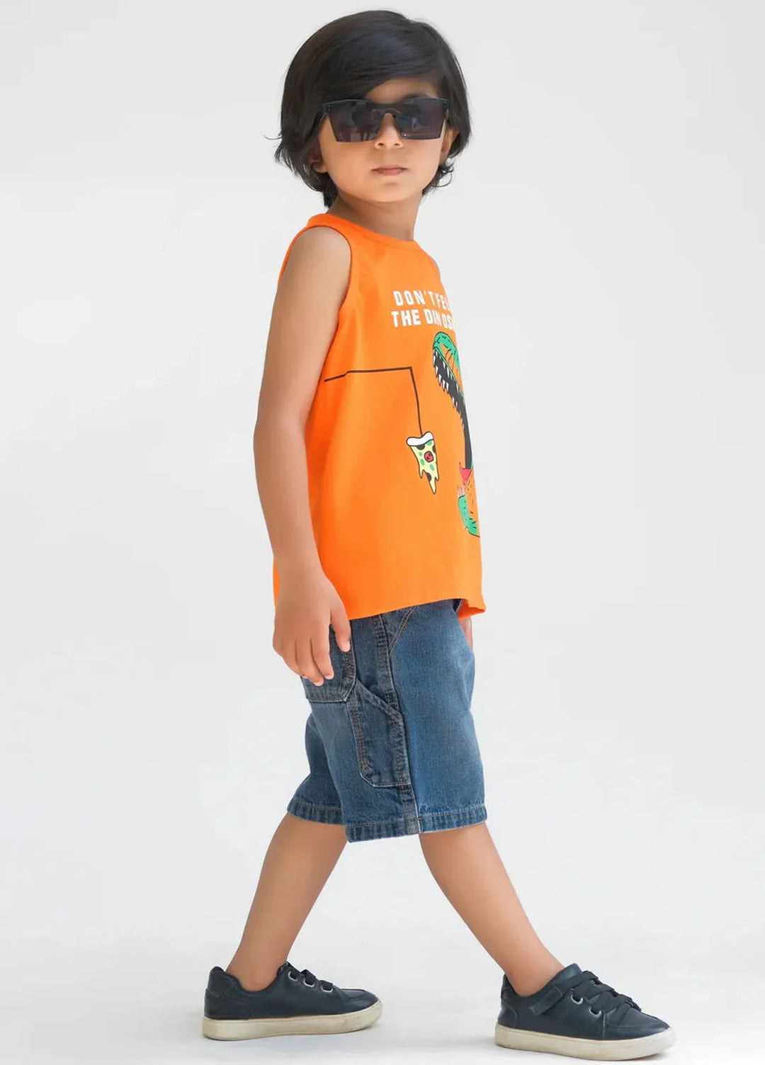 Baby Nest Boys Sando Dont Feed The Dinosaur Orange