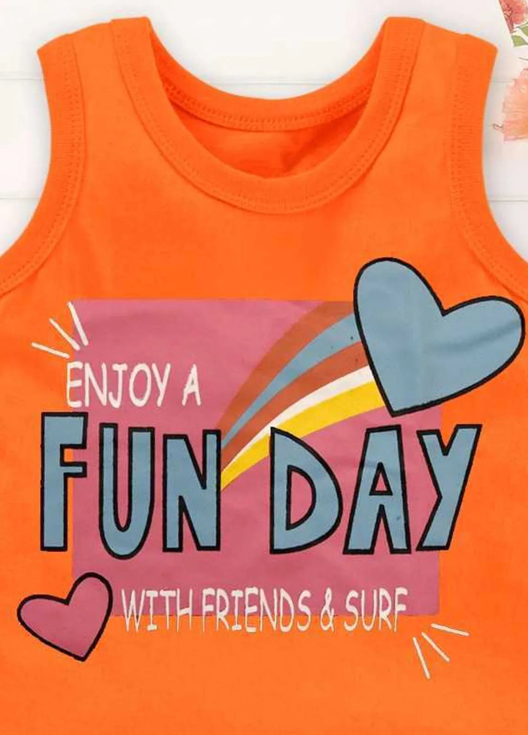 Baby Nest Boys Sando Enjoy A Funday With Friends And Surf Orange