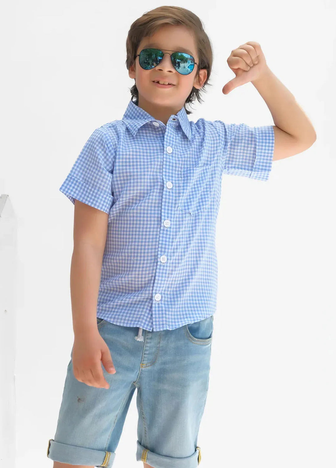 Baby Nest Boys Shirt Blue Check