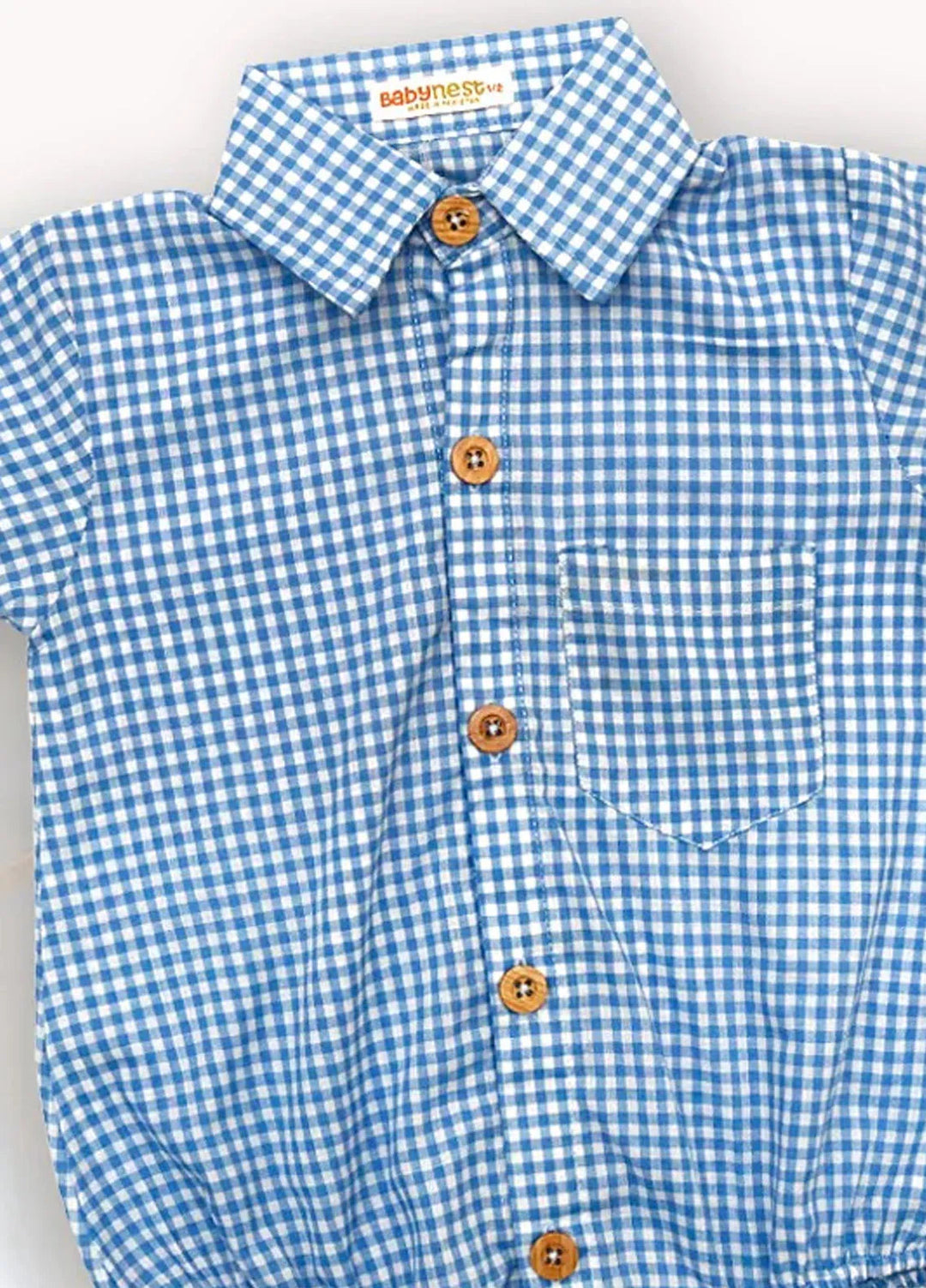 Baby Nest Casual Romper Blue Check Baby Romper
