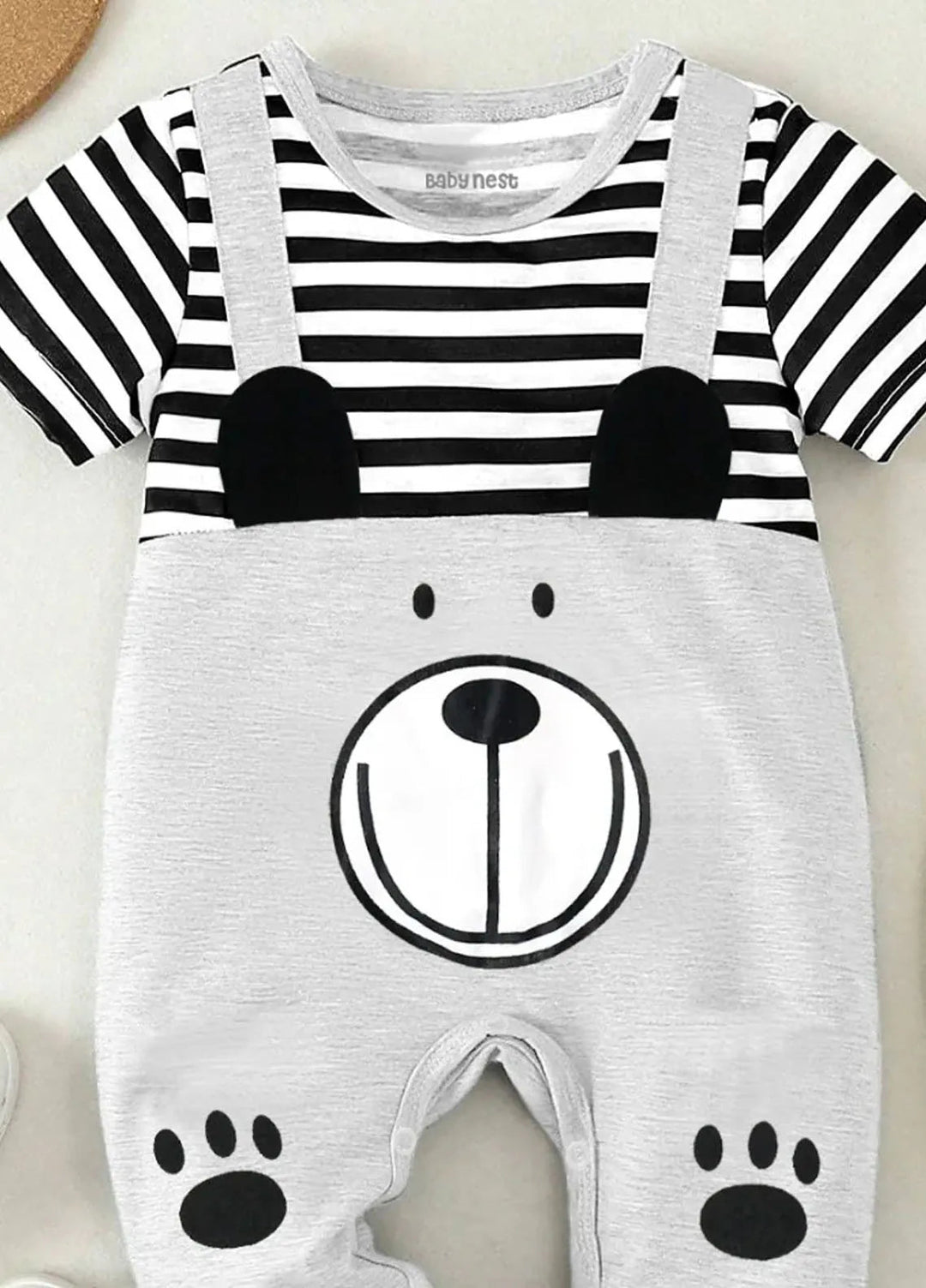 Baby Nest Casual Romper Dungaree style Black and white