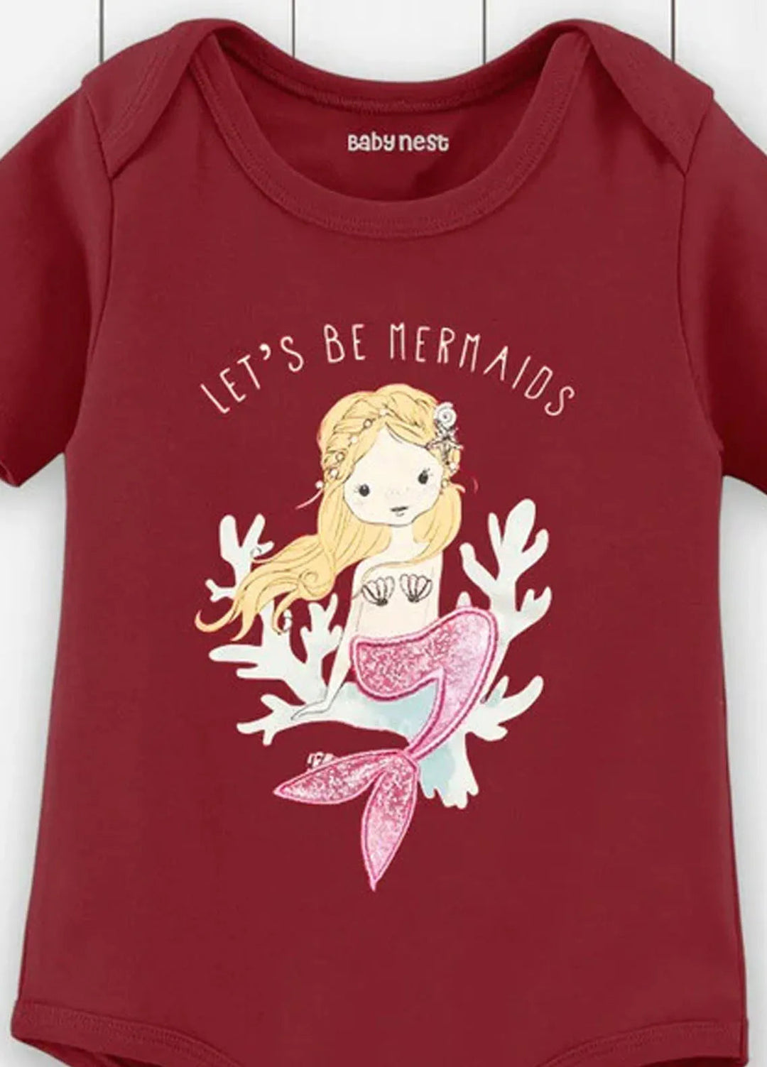 Baby Nest Casual Romper Lets Be Mermaid RBT-Maroon-D1