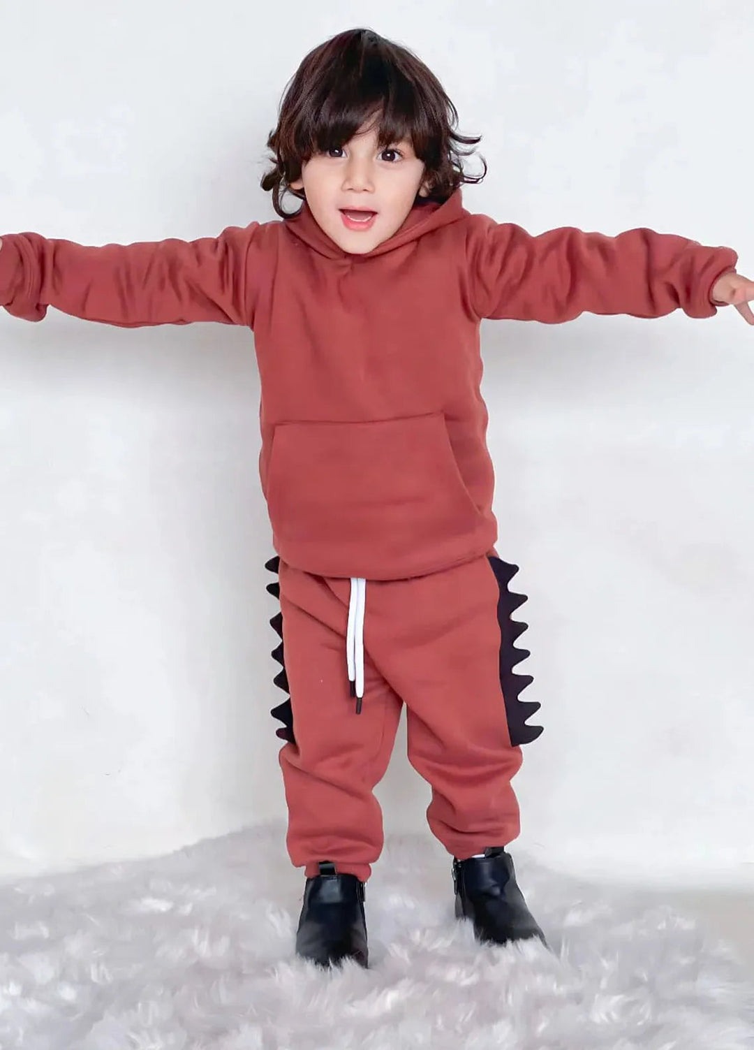 Baby Nest Dino Hoodie With Jogger Pant Rust-1324