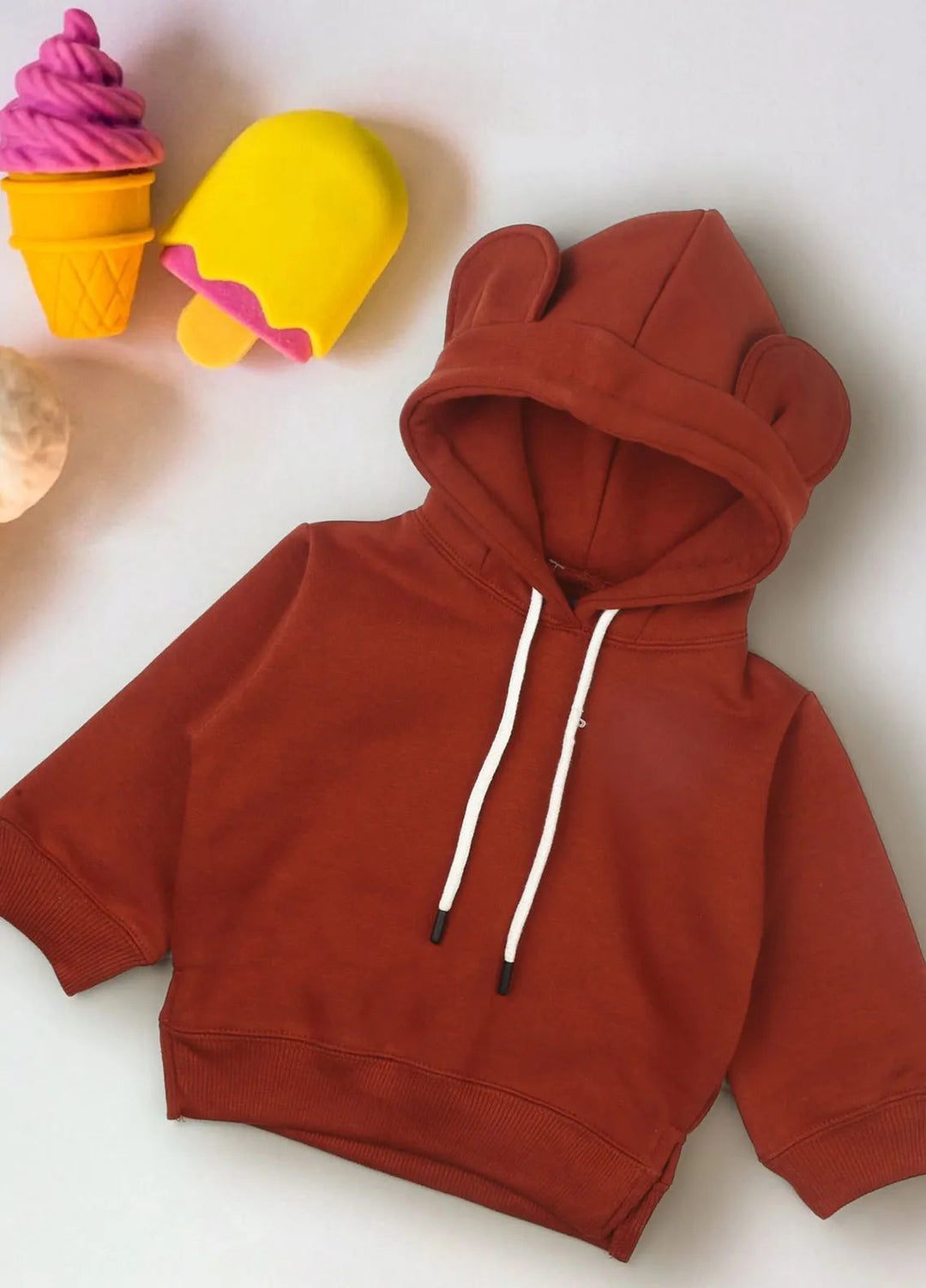 Baby Nest Fleece Baby Hoodie Rust-1322