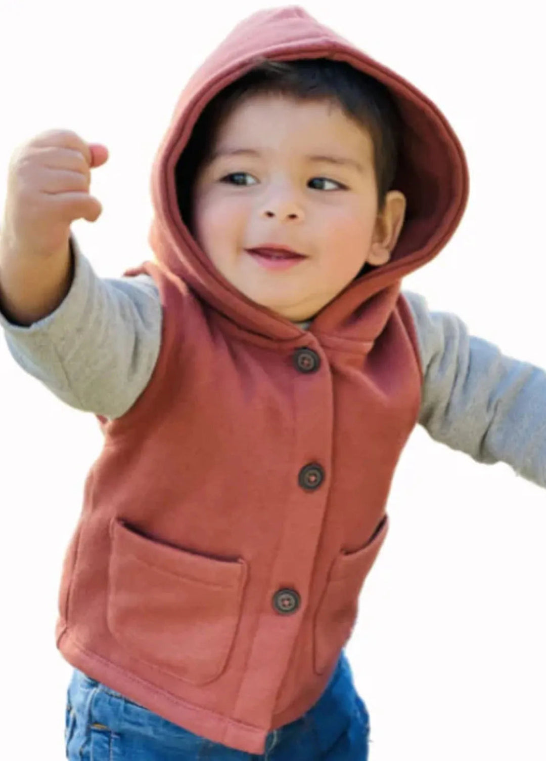 Baby Nest Fleece Hooded Vest Khaki-1335