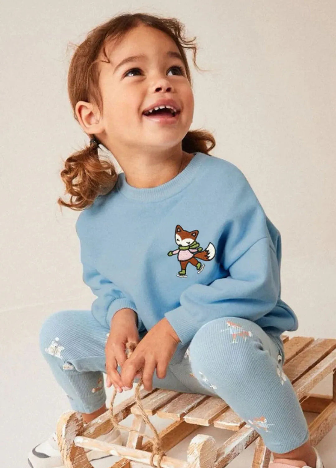 Baby Nest Fox Sweatshirt For Kids Light Blue-1321