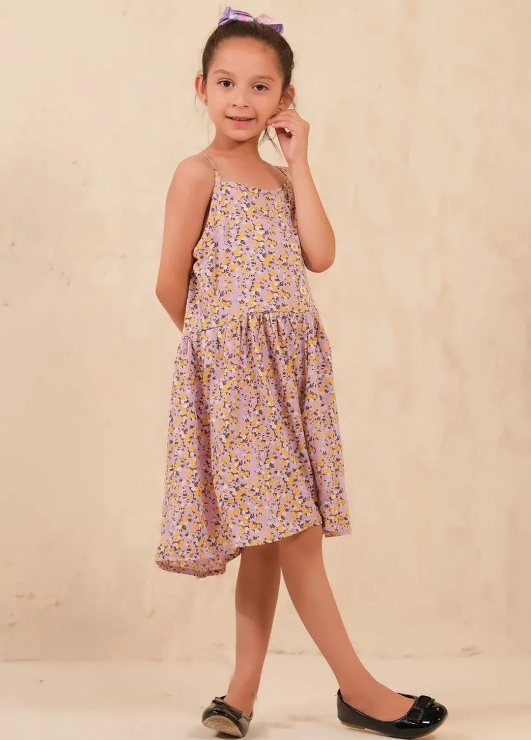 Baby Nest Frock Allover Floral Print Frock Purple