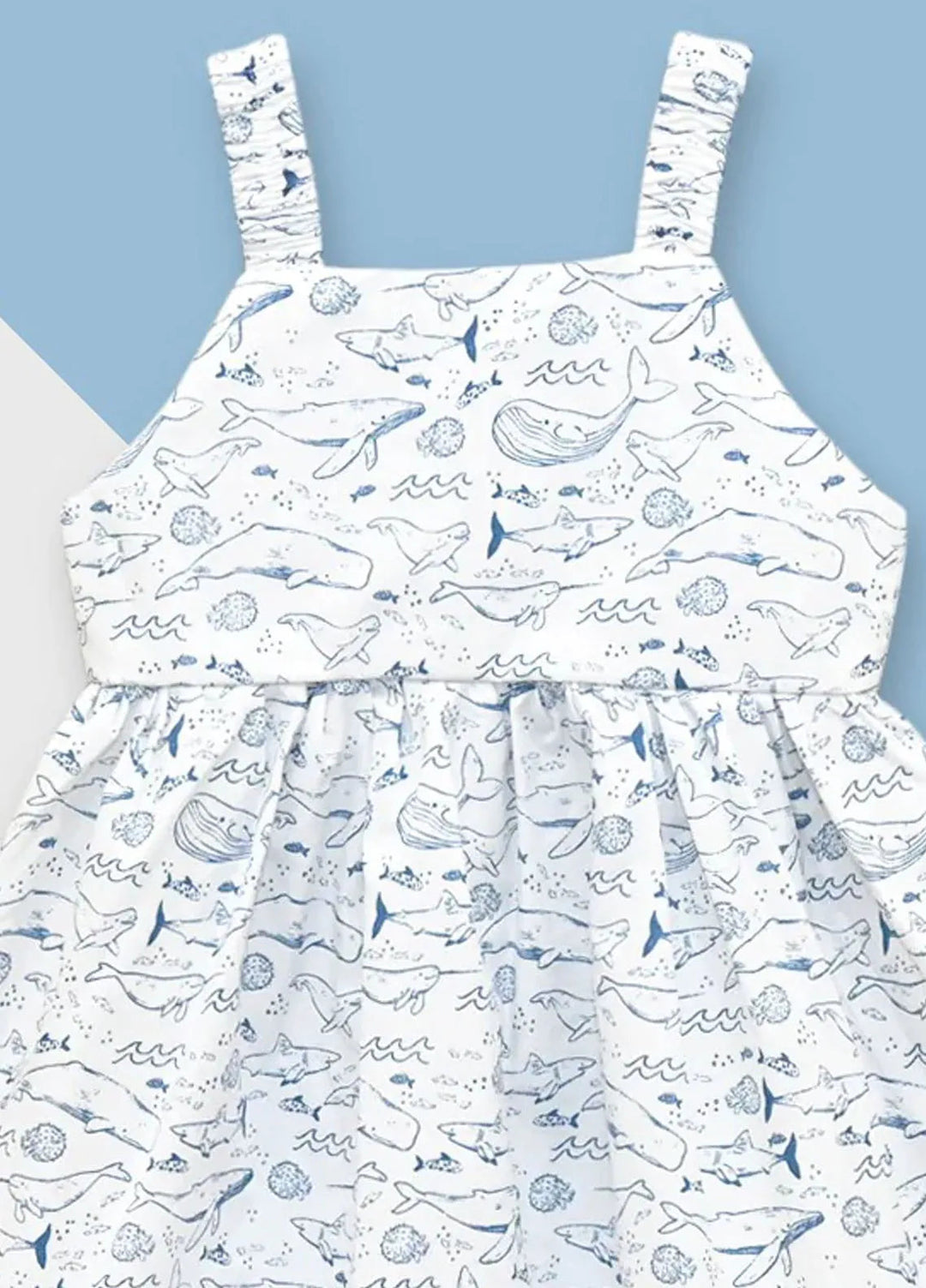Baby Nest Frock Baby Frock White And Blue BNBSF-457