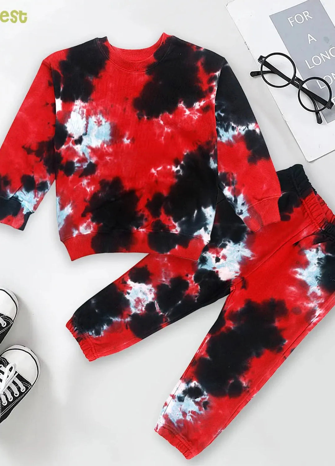Baby Nest Full Sleeves Jogger Set Tie Dye Red Premium-1344