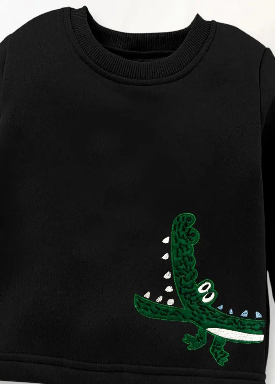 Baby Nest Kids Sweat Shirt Embroidered Chomp Black