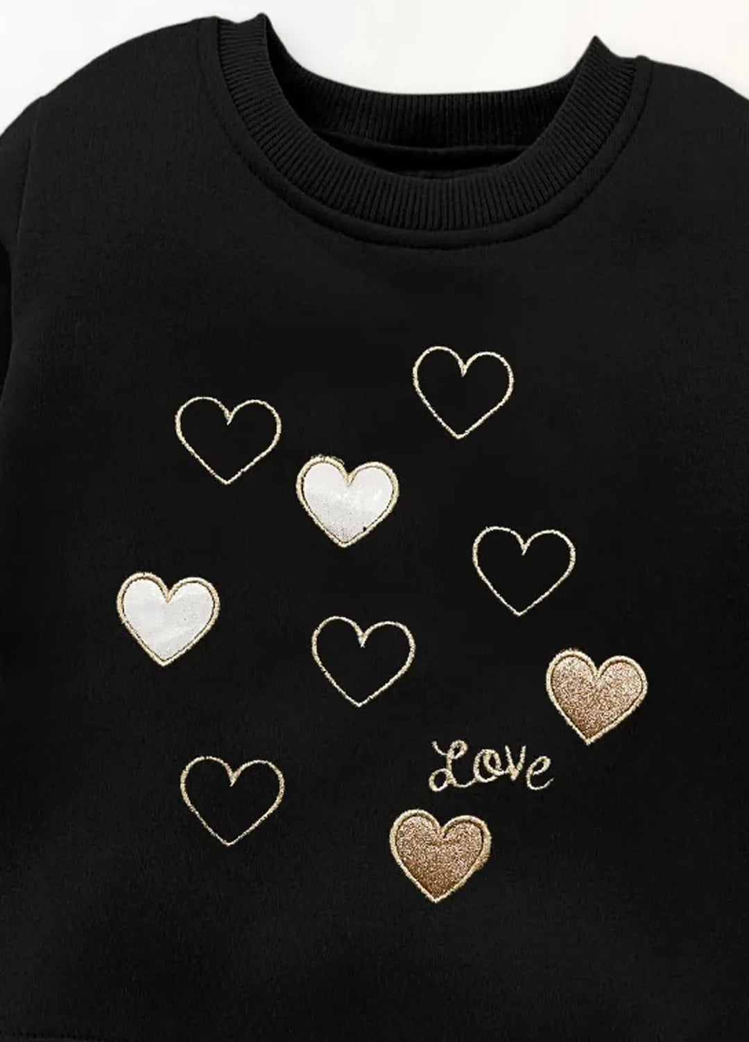 Baby Nest Kids Sweat Shirt Love Heart Shape Black