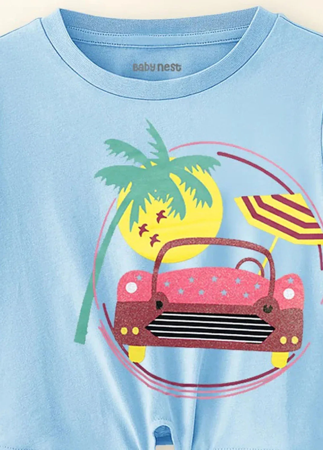 Baby Nest Kids T Shirt Car Half Light Blue