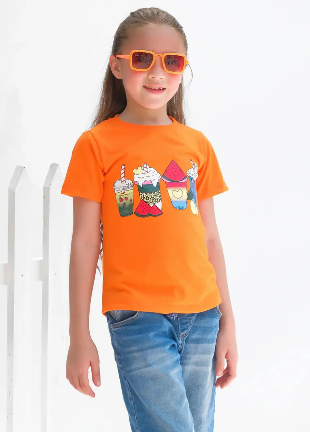 Baby Nest Kids T Shirt Fruits Shake Orange