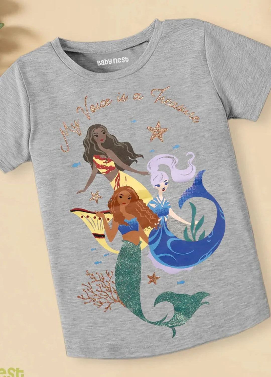 Baby Nest Kids T Shirt My Voice is a Treasure Grey