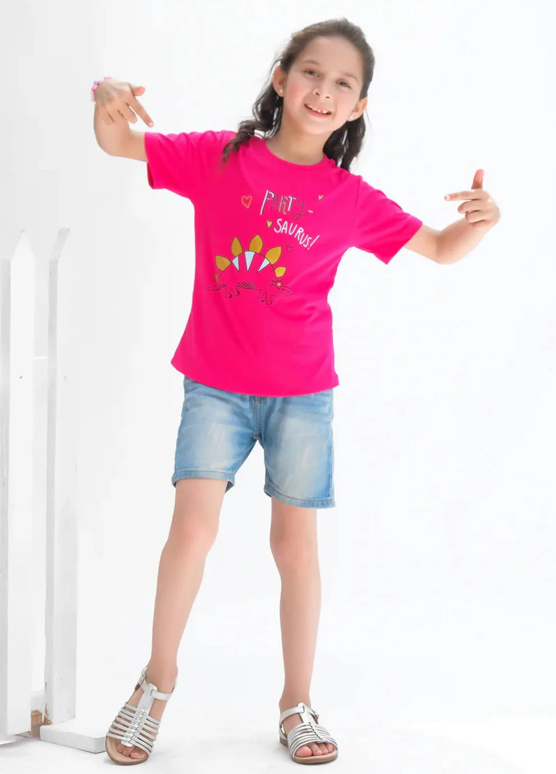 Baby Nest Kids T Shirt Party Saurus Dark Pink