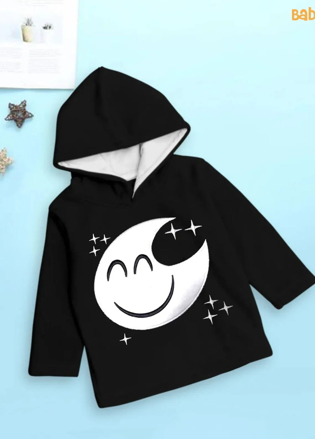 Baby Nest Moon Full Sleeves Hoodie For Kids Bnbhd 46 Black-1307