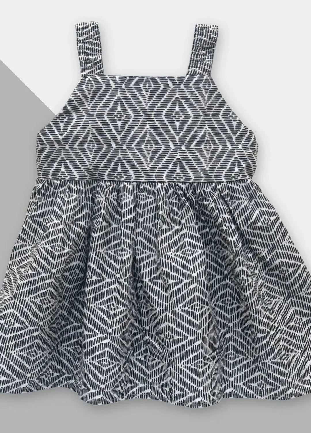 Baby Nest Pret 1 Piece Baby Frock - Bnbsf-1003 Chevron Black