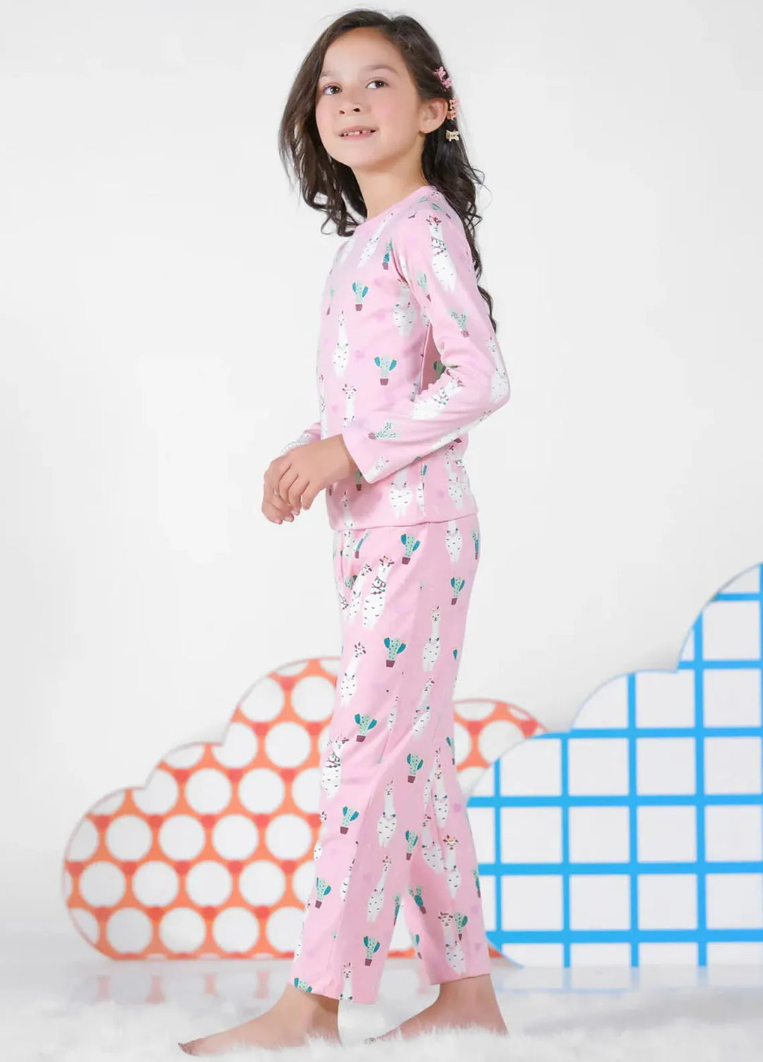 Baby Nest Pret Casual Night Suit Cactus And Sheep-Pink